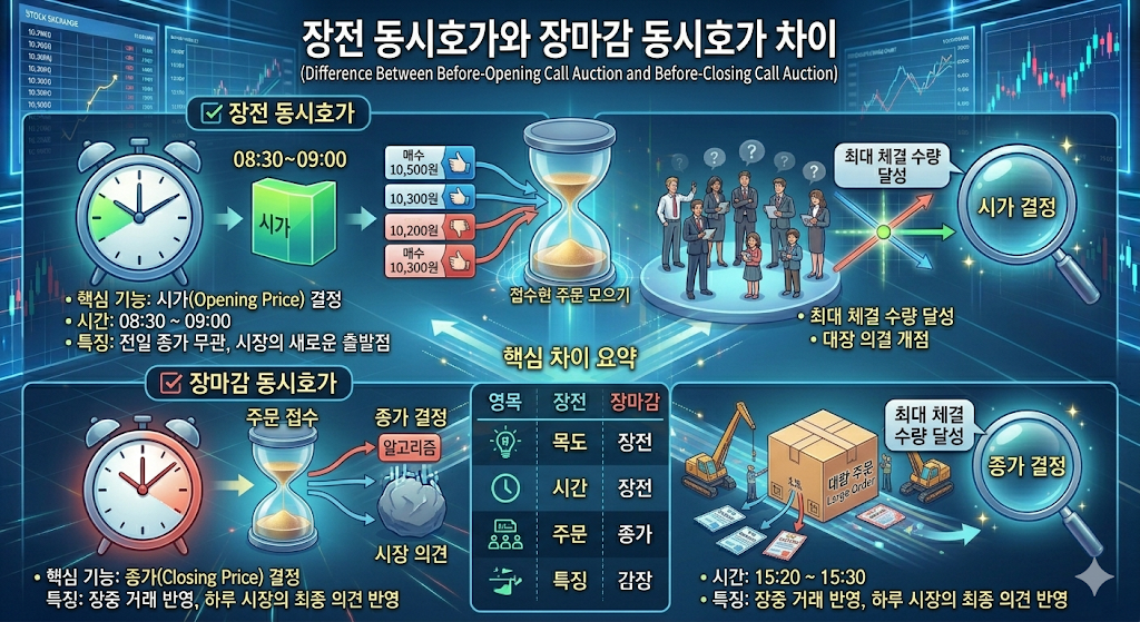 장전 동시호가와 장마감 동시호가 차이