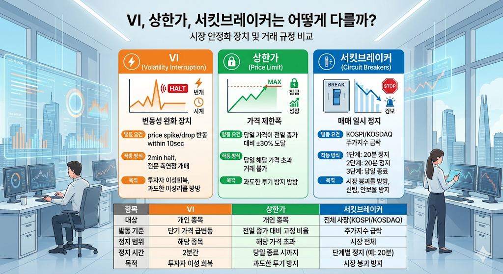 VI와 상한가, 서킷브레이커는 어떻게 다를까