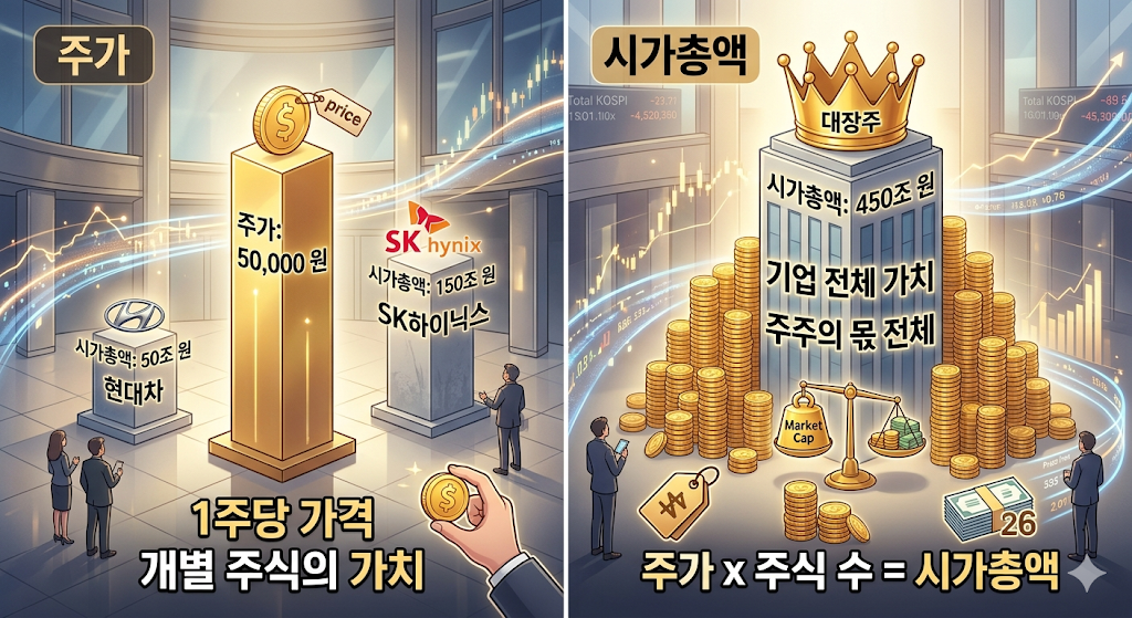 주가와 시가총액 차이