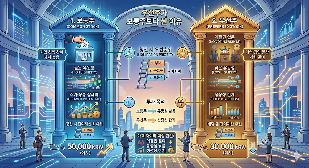 왜 우선주가 보통주보다 더 싸게 거래될까
