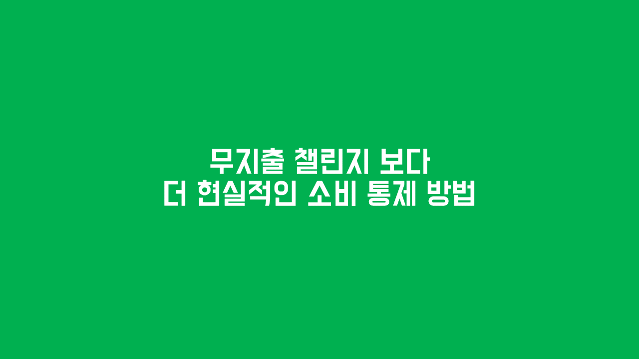 무지출 챌린지보다 더 현실적인 소비 통제 방법