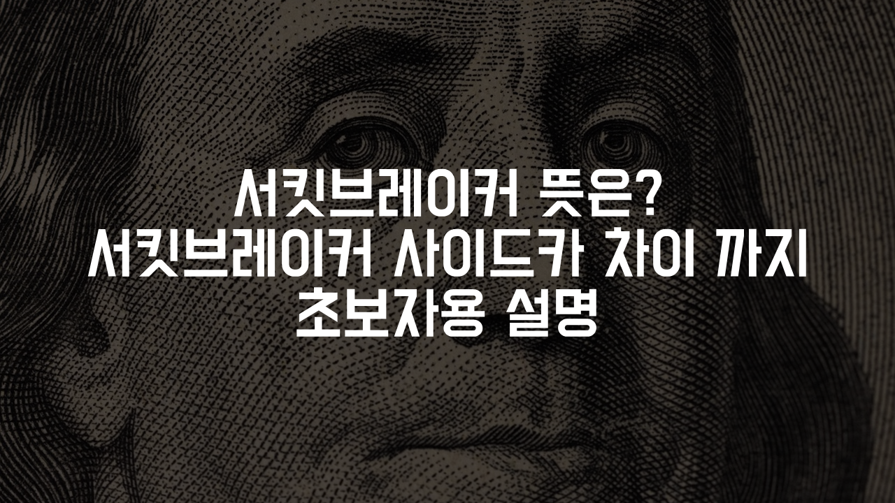 서킷브레이커 뜻은? 서킷브레이커 사이드카 차이 까지 초보자용 설명