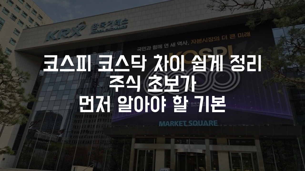 코스피 코스닥 차이 쉽게 정리, 주식 초보가 먼저 알아야 할 기본